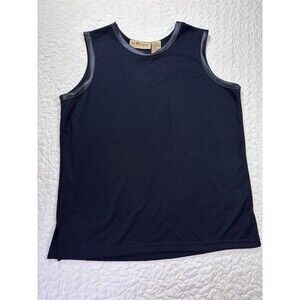 Vintage Sag Harbor Sport Dark Blue Knit Tank Top Blouse size medium